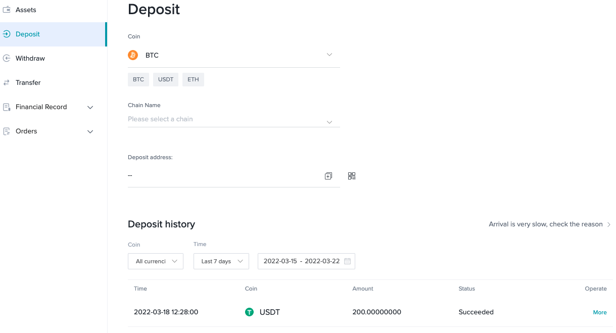 Depositing your account on the Bitget